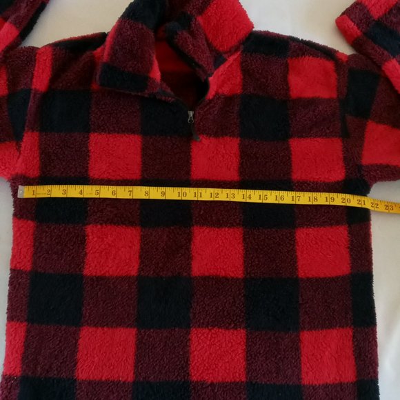 Eddie Bauer Buffalo plaid soft Plush fleece1/4 zip  pullover Size Large - Picture 5 of 7